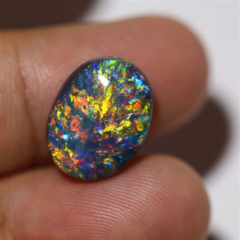 Rainbow Fire Natural Solid Black Opal From Lightning Ridge Etsy