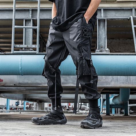 Black Straps Techwear Pants Japanese Men S Goth Etsy Uk