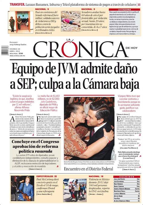 Periódico La Crónica De Hoy México Periódicos De México Edición De