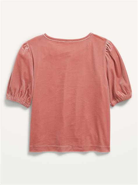 Cropped Velvet Puff Sleeve Top For Girls Old Navy