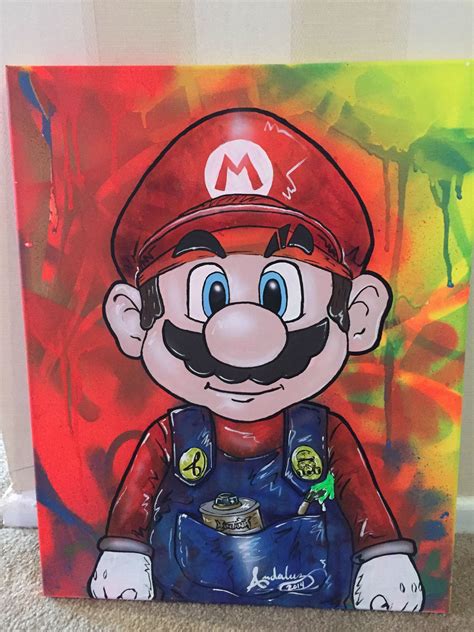 Picked Up This Mario The Street Artist For My Game Room Mario Art