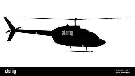 Silueta Del Helicóptero Aislada Sobre Fondo Blanco Vista Lateral