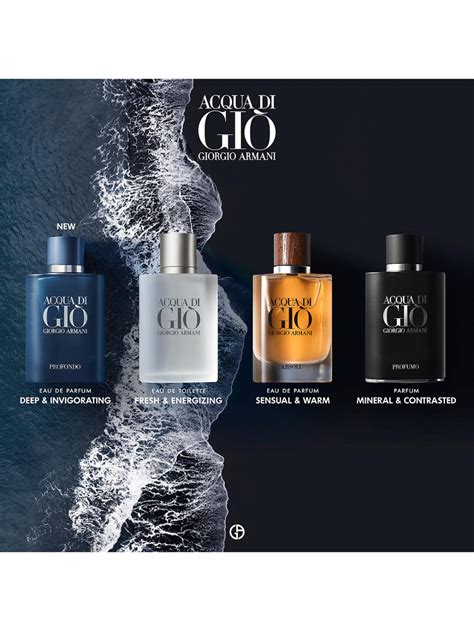 The original is a true classic that doesn't age and all the following, quite fresh offshoots i could win enough in their own way, even if i wouldn't call any of them modern classics yet. Giorgio Armani Acqua di Giò Profondo Eau de Parfum in 2020 ...