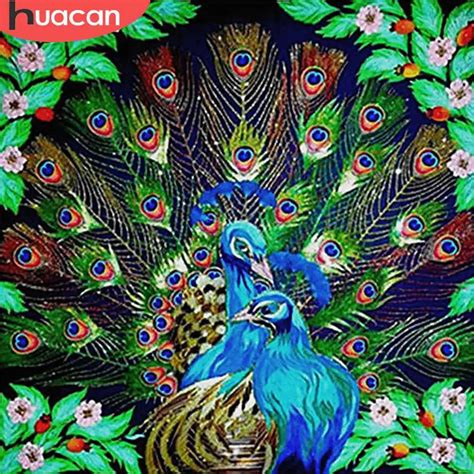 Huacan Diamond Embroidery Peacocks 5d Diamond Painting Full Drill