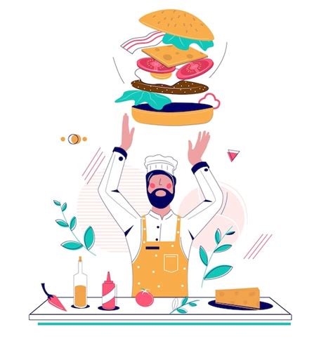 Premium Vector Burger Making Vector Flat Style Design Illustration