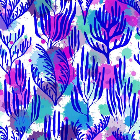 Coral Polyps Seamless Pattern Abstract Great Barrier Reef Corals