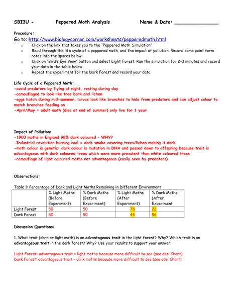 Dna mutations practice worksheet key 1v9laqc doc dna. 3-Peppered moth Simulation Analysis ANSWERS