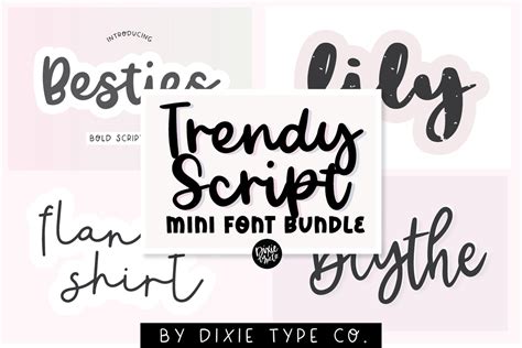 Mini Trendy Script Font Bundle Script Fonts Creative Market