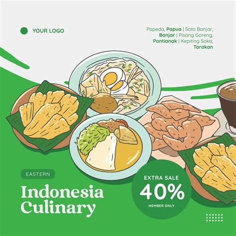 Eastern Indonesia Cuisine Hand Drawn Illustration Vector Indonesian