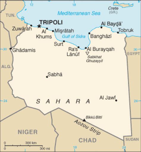 Map Of Libya Terrain Area And Outline Maps Of Libya Countryreports