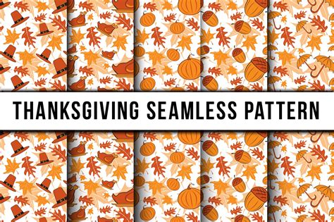 5 Thanksgiving Seamless Pattern ~ Graphic Patterns ~ Creative Market