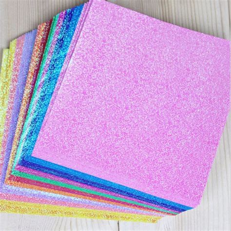 50pcsset Square Paper Single Side Shining Folding Solid Color Papers