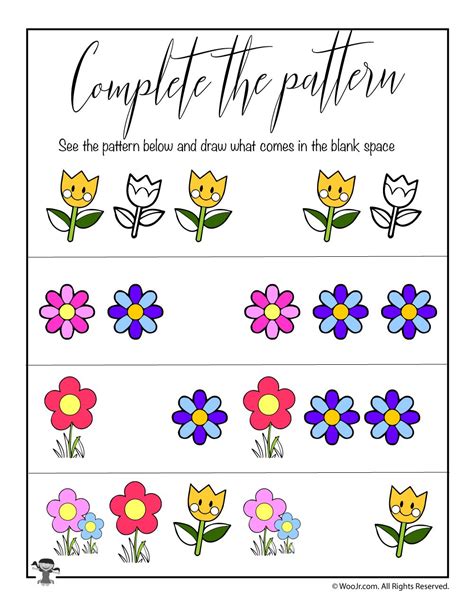 Spring Complete The Pattern Worksheet Woo Jr Kids Activities In