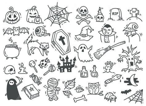 Premium Vector Set Of Halloween Doodle