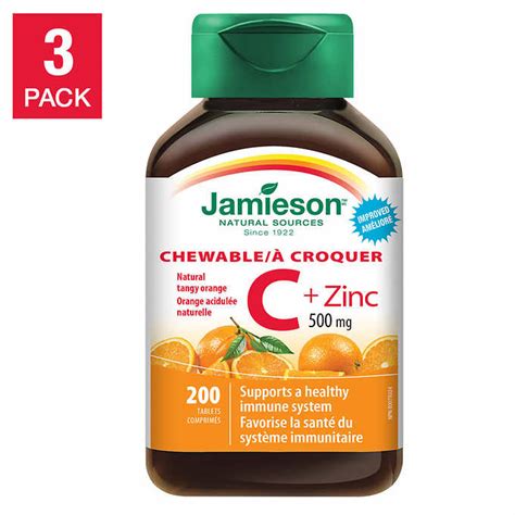 Цинк с эхинацеей и витамином c (zinc with echinacea and vitamin c). Costco Jamieson Vitamin C + Zinc x 200 chewables, 3-pack ...
