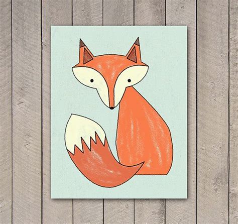 Fox Nursery Print Aqua Blue Wall Art Instant Download Printable Fox