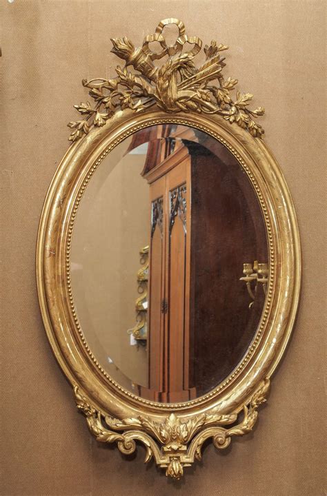 Lovely Oval Antique French Gold Beveled Mirror Circa 1850 At 1stdibs
