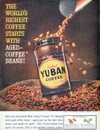 1961 Yuban Coffee Vintage Ad Aged Coffee Beans
