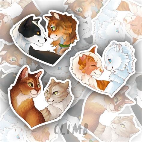 Warrior Cats Valentines Stickers Set Large 3 Vinyl Etsy