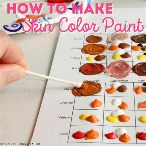 How To Make Skin Color Paint Printable Skin Color Mixing Chart