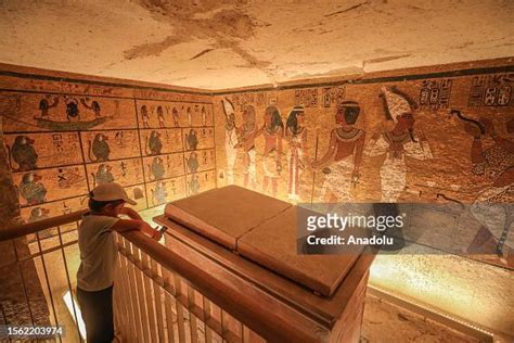 Visitors Look At Murals Inside King Tutankhamuns Burial Chamber
