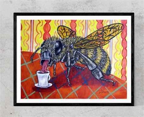 Bee Canvas Print Coffee Wall Art Ready To Hang By Schmetzpetz
