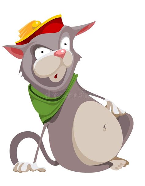 Surprised Cartoon Fat Cat In T He Hat Stock Vector Illustration Of