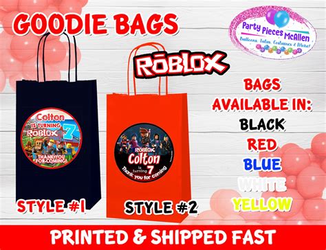 Roblox Boy Goodie Bags Roblox Candy Bags Roblox Party Favor Etsy