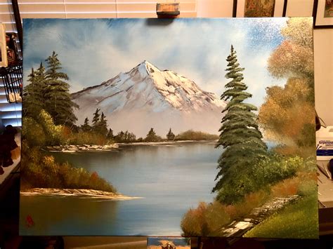 Got The Bob Ross Master Set For Christmas And This Is My First Oil