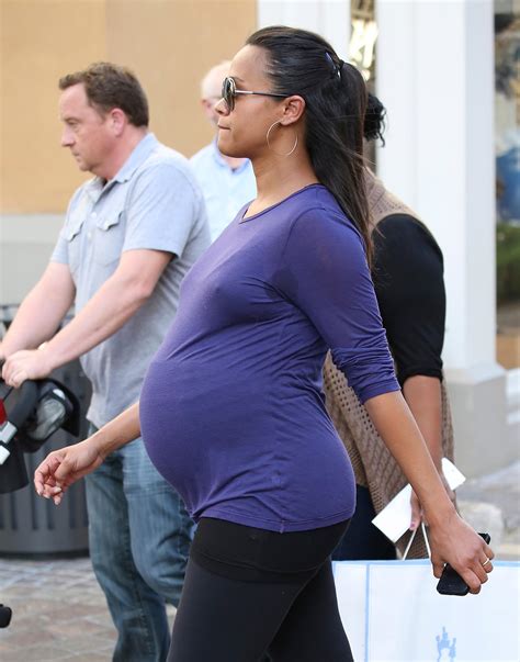 Zoe Saldana Is Very Very Pregnant Actress Shows Off Baby Bump While