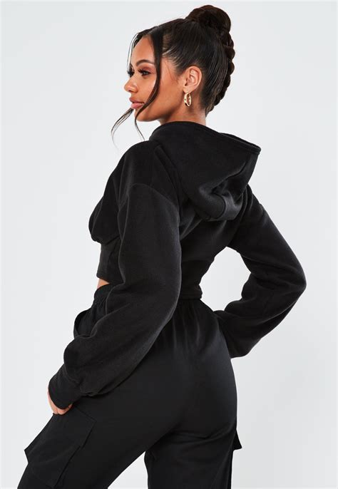 Black Fleece Corset Seam Cropped Hoodie Sponsored Corset Spon