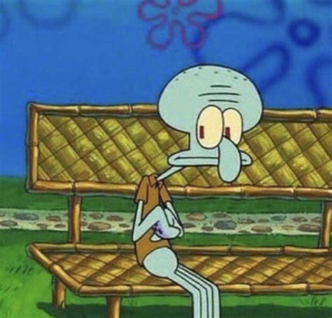 Spongebob Squidward Sitting On A Bench Memes Imgflip