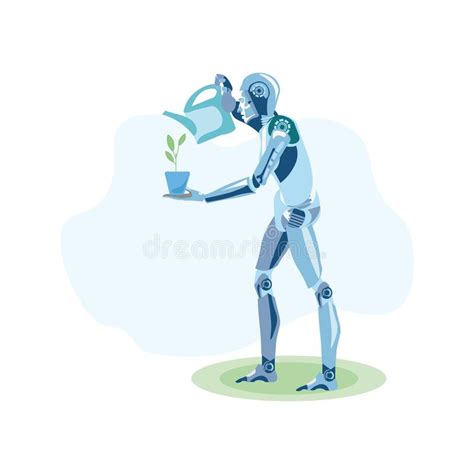 Jobless Robot Instead Of Humans Vektor Illustrationer Illustration
