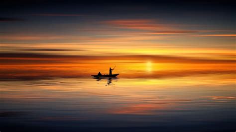 Sunset Over Boat Wallpapers Wallpaper Cave