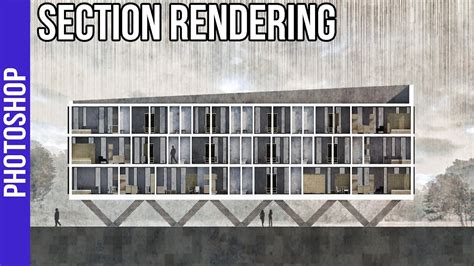 Architectural Section Rendering In Photoshop Youtube