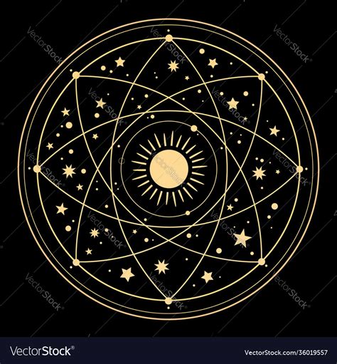 Cosmic Esoteric Composition Lines Symbols Vector Image