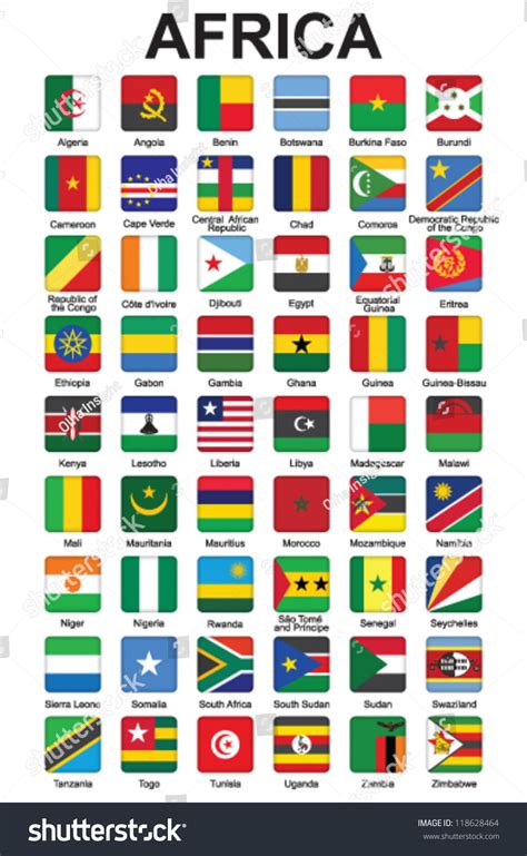 Set Push Buttons African Countries Flags Stock Vector Royalty Free