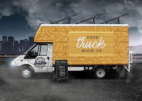 food truck mockup  van hd photoshop descarga gratis camion de comida food truck