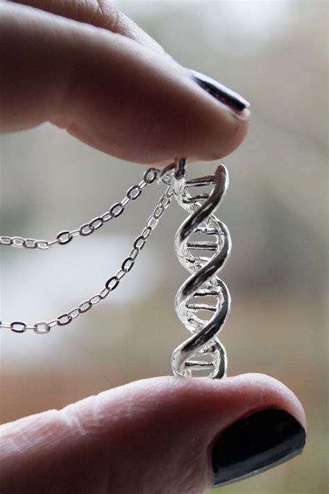 Dna Necklace Double Helix Charm Science Necklace Double Etsy