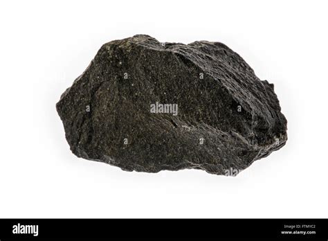 Basalt Extrusive Igneous Volcanic Rock Specimen On White Background