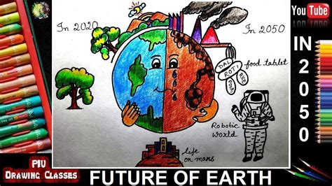 Future Drawing Of Earth In 2050 Save Earth Save Life Drawing Easy