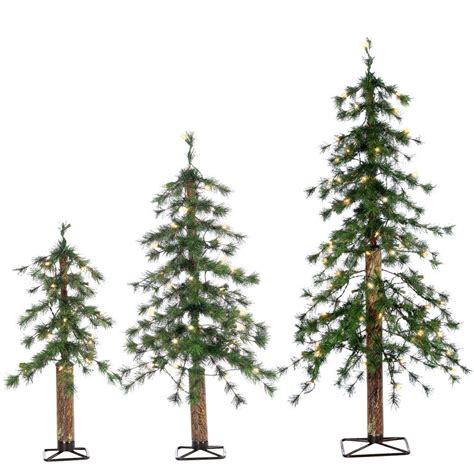 Sterling 2 Ft 3 Ft And 4 Ft Set Of Pre Lit Alpine Artificial