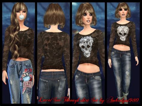Lace Top With And Without Skull At Amberlyn Designs Sims 4 Updates
