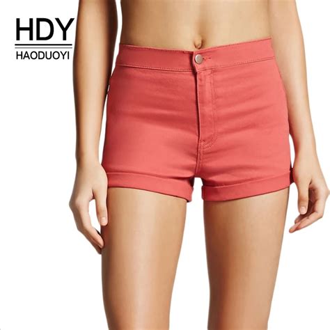 hdy haoduoyi brand 2019 summer beach sexy hot shorts women button high waist shorts casual solid