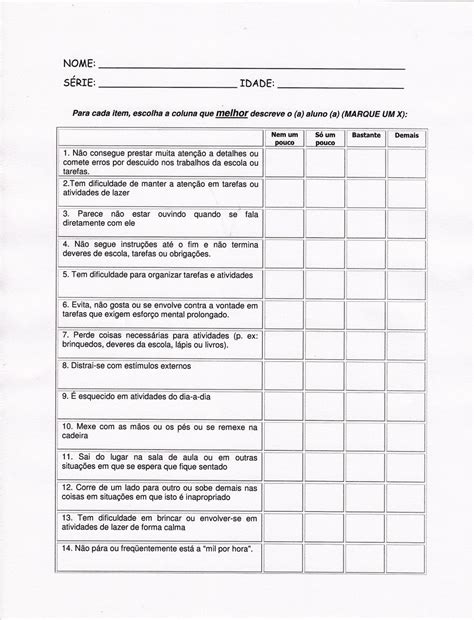 Ficha De Sondagem Para Educação Infantil