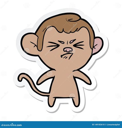 Sticker Of A Cartoon Angry Monkey Stock Vector Illustration Of Decal