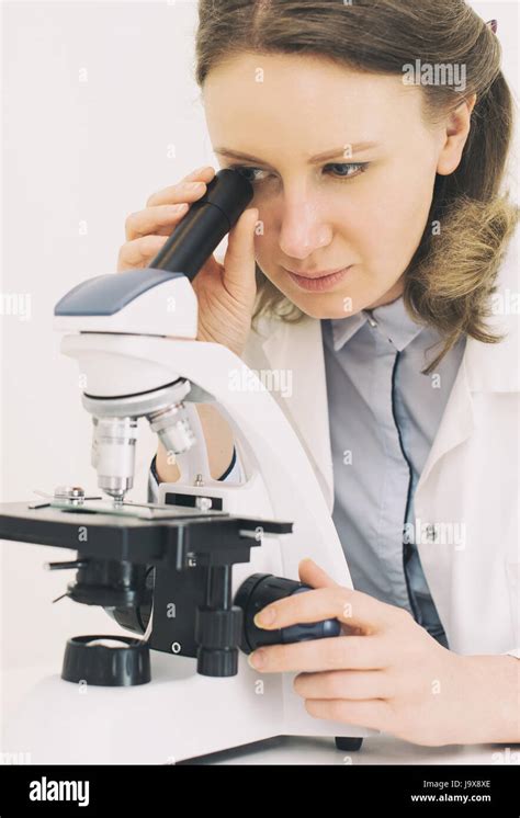 Scientist Using Microscope In Laboratory Stock Photo Alamy