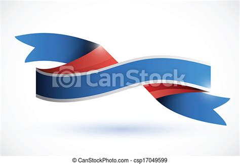 Red White Blue Ribbon Illustration Over A White Background Canstock