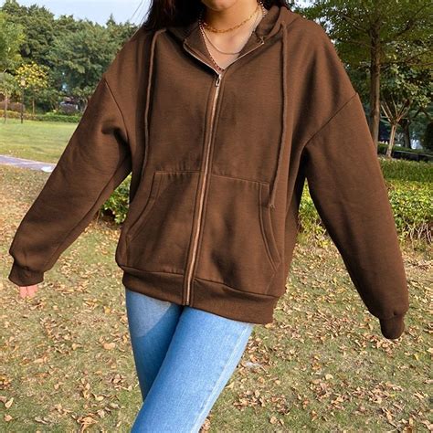 Y2k Vintage Zip Up Sweatshirt Jacket Long Sleeve Hooded Pullovers