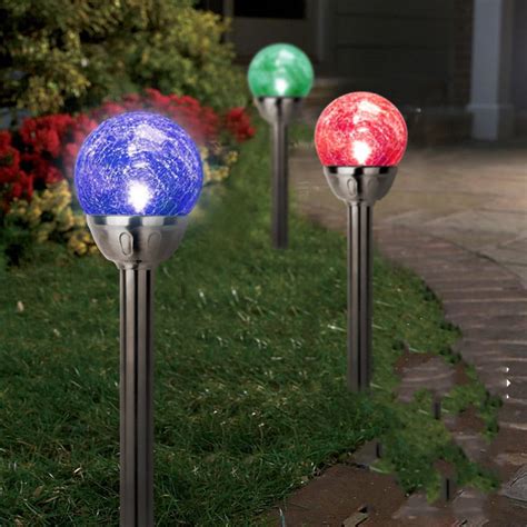 2pcs Solar Lights Cracked Glass Ball Led Garden Lights Landscape
